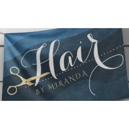 Friseursalon Friseursalon Moderne Blue & Gold Sche Banner
