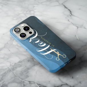 Friseursalon Friseursalon Moderne Blue & Gold Sche Case-Mate iPhone Hülle