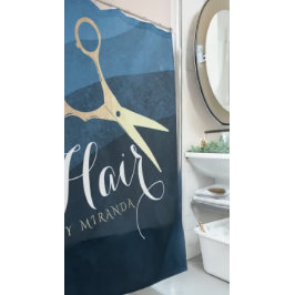 Friseursalon Friseursalon Moderne Blue & Gold Sche Duschvorhang