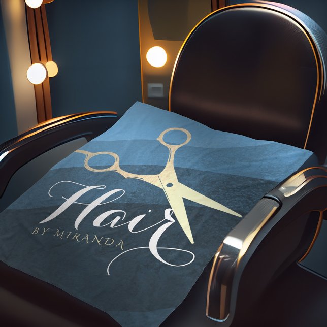 Friseursalon Friseursalon Moderne Blue & Gold Sche Fleecedecke (Von Creator hochgeladen)