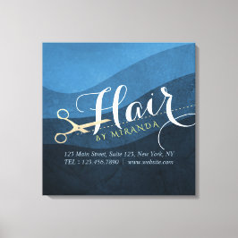 Friseursalon Friseursalon Moderne Blue & Gold Sche Leinwanddruck