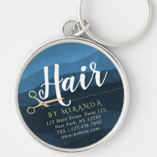 Friseursalon Friseursalon Moderne Blue & Gold Sche Schlüsselanhänger