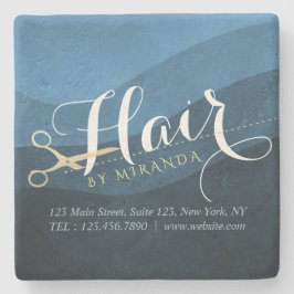 Friseursalon Friseursalon Moderne Blue & Gold Sche Steinuntersetzer