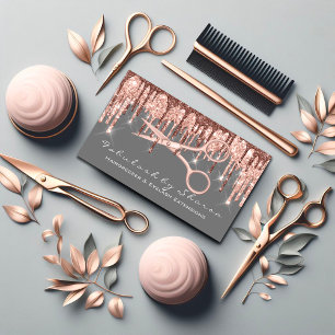 Friseursalon Friseursalon Schere Rose Tropfen Grau Visitenkarte