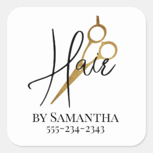 Friseursalon für Personalisierte Frisör Quadratischer Aufkleber