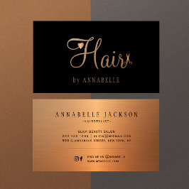 Friseursalon Glattleder Schwarz Gold Metallhaarsty Visitenkarte