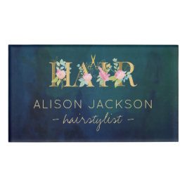 Friseursalon Gold Rosa Glattleder Namenschild