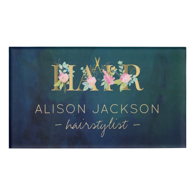 Friseursalon Gold Rosa Glattleder Namenschild (Vorderseite)