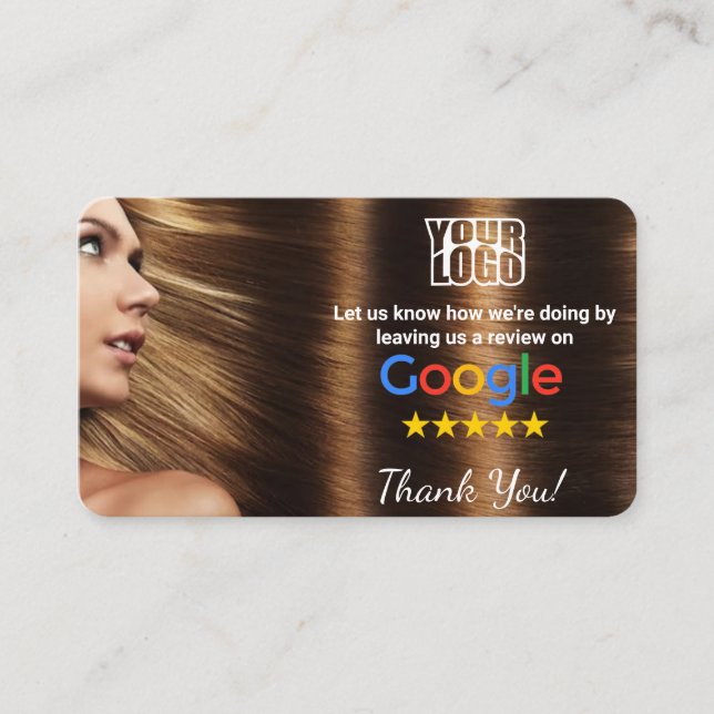 Friseursalon Google Review Template mit QR Visitenkarte (Vorderseite)