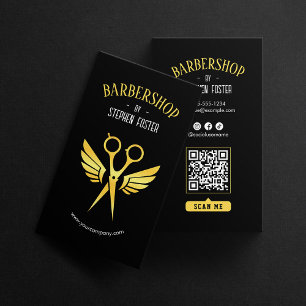 Friseursalon Haar Friseur Barbier Schwarz Gold Visitenkarte