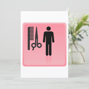Friseursalon Icon Haarschnitt Kamm und Schere Einladung