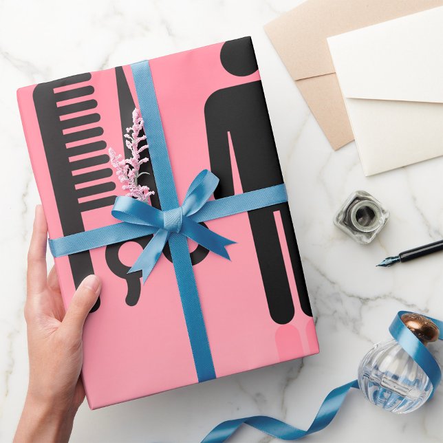 Friseursalon Icon Haarschnitt Kamm und Schere Geschenkpapier (Von Creator hochgeladen)