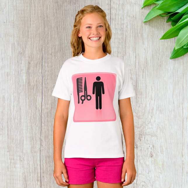 Friseursalon Icon Haarschnitt Kamm und Schere T-Shirt (Von Creator hochgeladen)