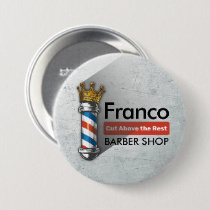 Friseursalon King Crown Barber Pole Button
