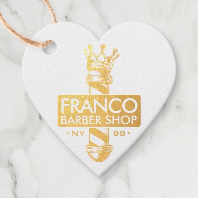 Friseursalon King Crown Barber Pole Geschenkanhänger (Vorderseite)