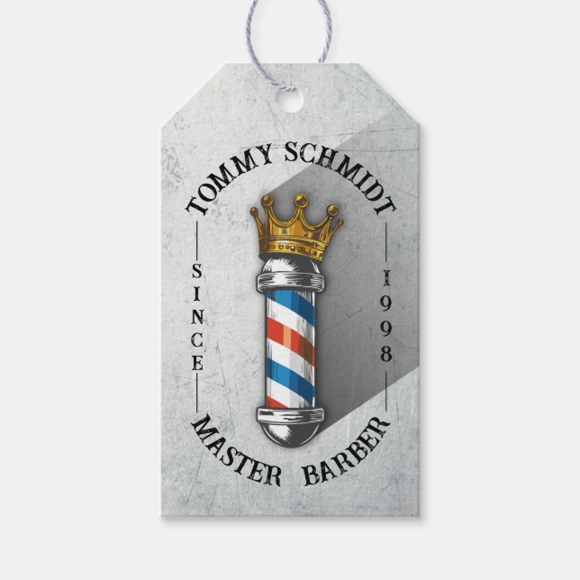Friseursalon King Crown Barber Pole Geschenkanhänger (Vorderseite)