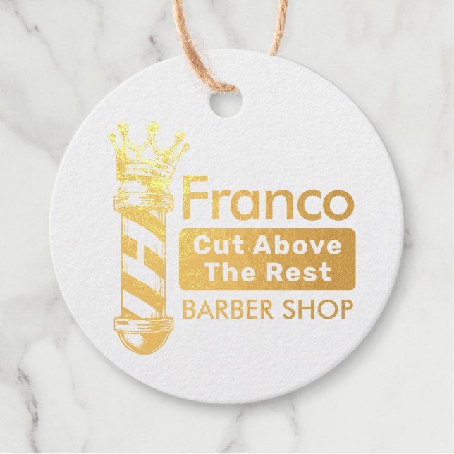 Friseursalon King Crown Barber Pole Geschenkanhänger (Vorderseite)