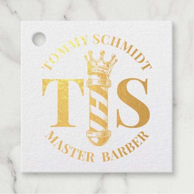 Friseursalon King Crown Barber Pole Geschenkanhänger (Vorderseite)