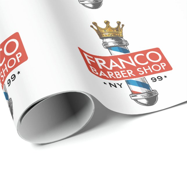 Friseursalon King Crown Barber Pole Geschenkpapier (Rolleneckpunkt)
