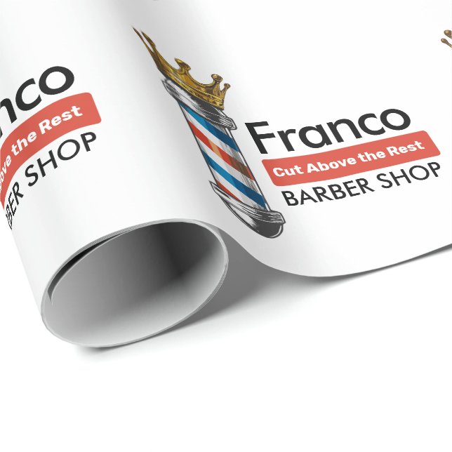Friseursalon King Crown Barber Pole Geschenkpapier (Rolleneckpunkt)