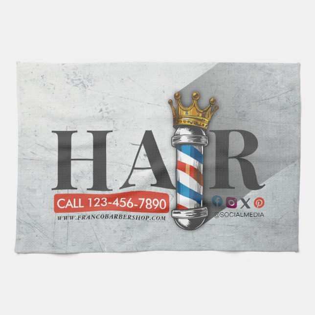 Friseursalon King Crown Barber Pole Geschirrtuch (Horizontal)
