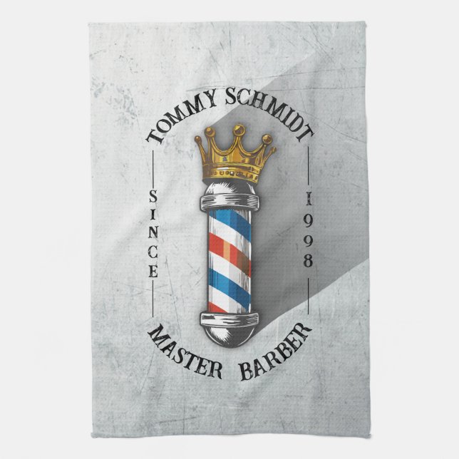 Friseursalon King Crown Barber Pole Geschirrtuch (Vertikal)
