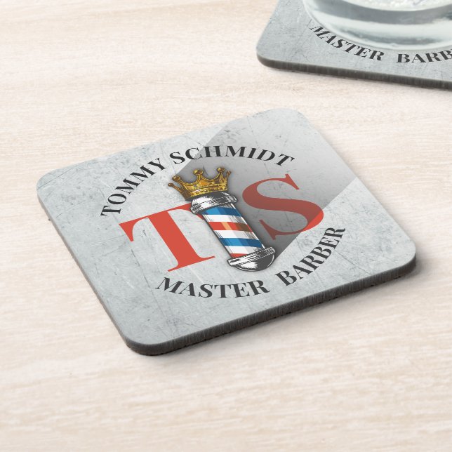 Friseursalon King Crown Barber Pole Getränkeuntersetzer (Linke Seite)