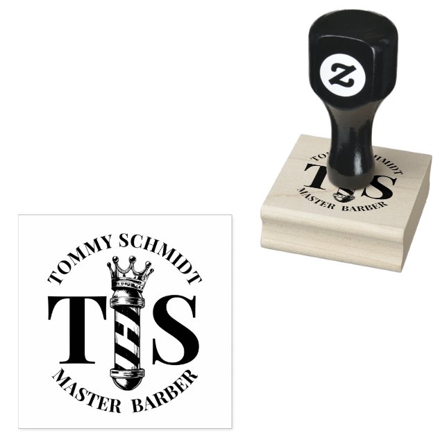 Friseursalon King Crown Barber Pole Gummistempel (Stempel)