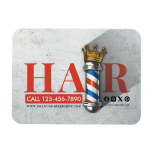 Friseursalon King Crown Barber Pole Haarsalon Magnet