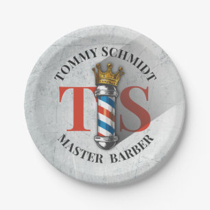 Friseursalon King Crown Barber Pole Hair Salon Pappteller