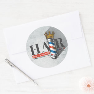 Friseursalon King Crown Barber Pole Hair Salon Runder Aufkleber