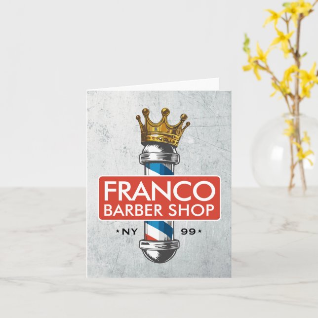 Friseursalon King Crown Barber Pole Karte (Gelbe Blume)