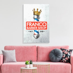 Friseursalon King Crown Barber Pole Leinwanddruck