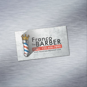 Friseursalon King Crown Barber Pole Magnetische Visitenkarte
