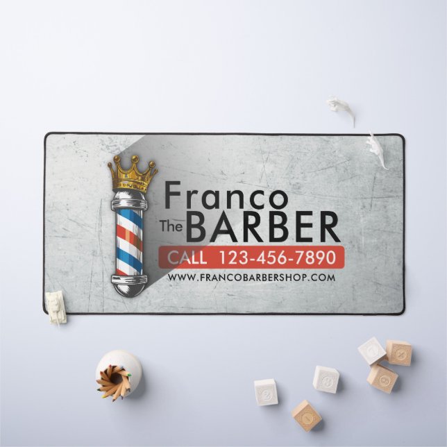 Friseursalon King Crown Barber Pole Schreibtischunterlage (Kindertisch)