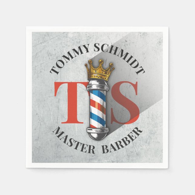 Friseursalon King Crown Barber Pole Serviette (Vorderseite)