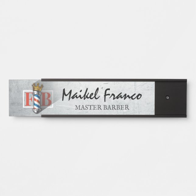 Friseursalon King Crown Barber Pole Türschild (Vorderseite )