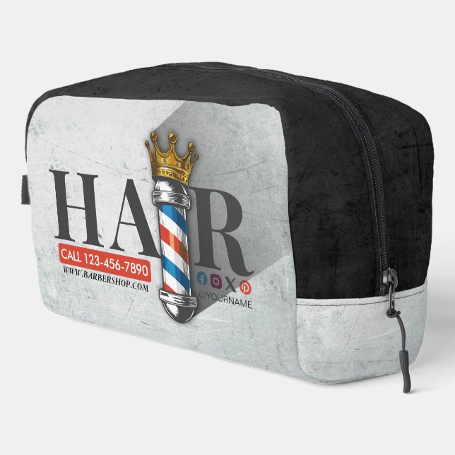 Friseursalon King Crown Barber Pole Waschbeutel (Rechte Ecke)