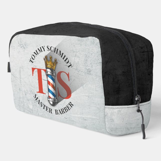 Friseursalon King Crown Barber Pole Waschbeutel (Rechte Ecke)