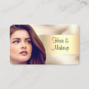 Friseursalon & Make-up, Ihr Foto, Gold auf Gold Visitenkarte