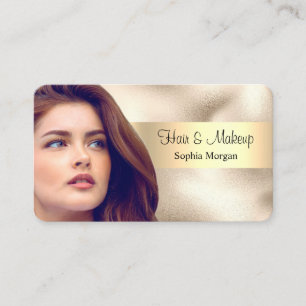 Friseursalon & Make-up, Ihr Foto, Gold, Vs 2 Visitenkarte