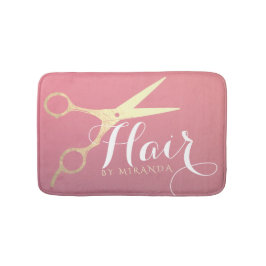 Friseursalon Makeup Salon Moderne rosa Goldschere Badematte