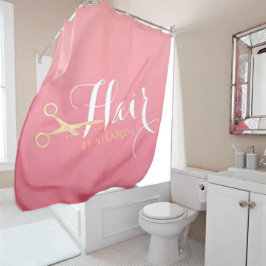 Friseursalon Makeup Salon Moderne rosa Goldschere Duschvorhang