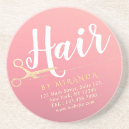 Friseursalon Makeup Salon Moderne rosa Goldschere Getränkeuntersetzer