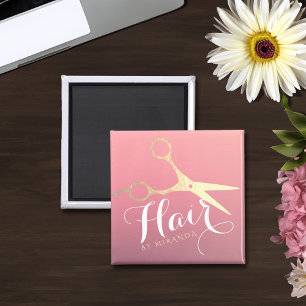 Friseursalon Makeup Salon Moderne rosa Goldschere Magnet