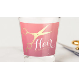 Friseursalon Makeup Salon Moderne rosa Goldschere Schnapsglas