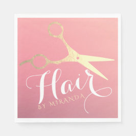 Friseursalon Makeup Salon Moderne rosa Goldschere Serviette