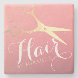 Friseursalon Makeup Salon Moderne rosa Goldschere Steinuntersetzer