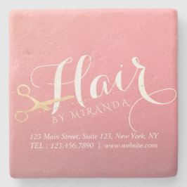 Friseursalon Makeup Salon Moderne rosa Goldschere Steinuntersetzer