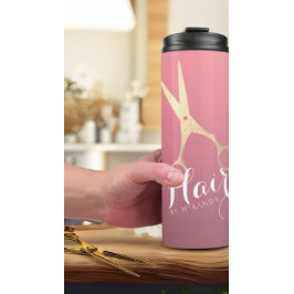 Friseursalon Makeup Salon Moderne rosa Goldschere Thermosbecher